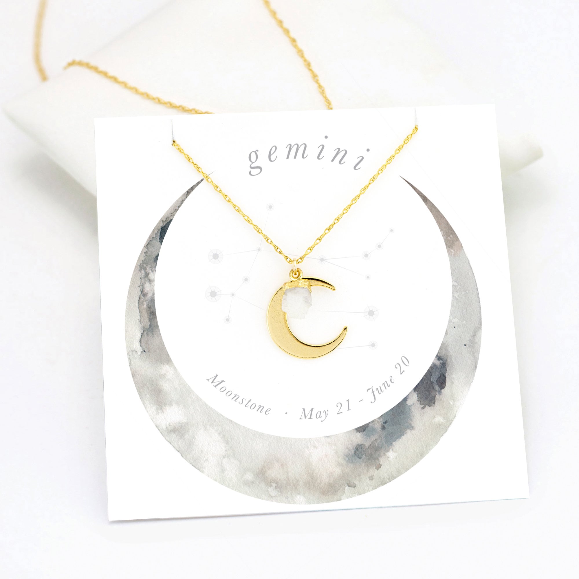 Celestial Moonstone Necklace, Gemini Necklace Gift, Zodiac Necklace, Crystal Necklace, Raw Moonstone, Sterling Silver Moon