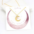 Tiny Rose Quartz Necklace, Libra Zodiac Gift, Quartz Celestial Necklace, Crescent Moon Pink Crystal Pendant, Bridesmaid Gift Ideas