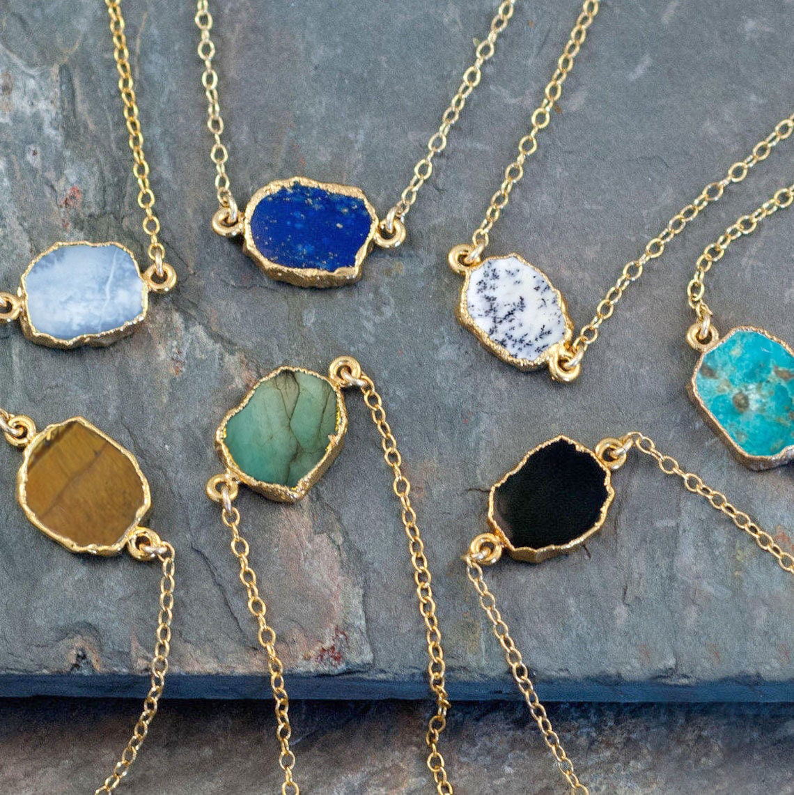 Druzy Gem Slice Necklace, Dainty Raw Crystal Necklace, Geode Necklace, Bridesmaid Gifts, Natural Stone Choker, Layering Necklace, NK-GS