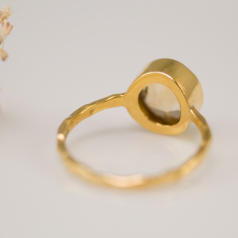 Yellow Citrine Ring Gold, November Birthstone Ring, Solitaire Stacking Ring, Gold Vermeil Ring, Round Ring, Stackable Stone Ring