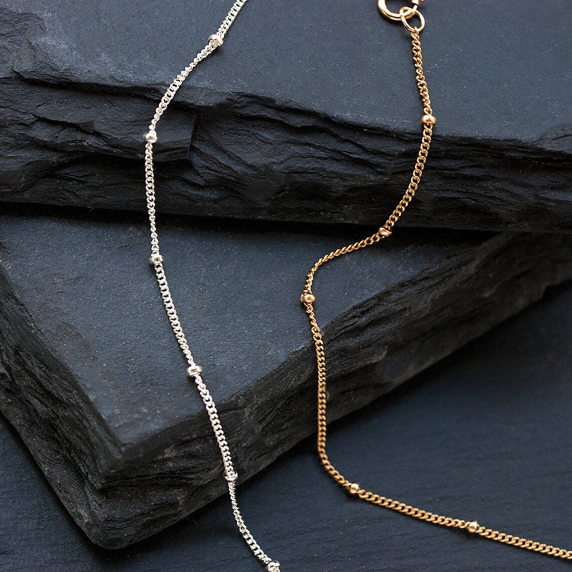 Layered Necklace Set of 3, Satellite Chain Choker, Dainty Genuine Gemstone Bar Necklace, Spike Bar Drop Necklace, Statement Jewelry Gifts
