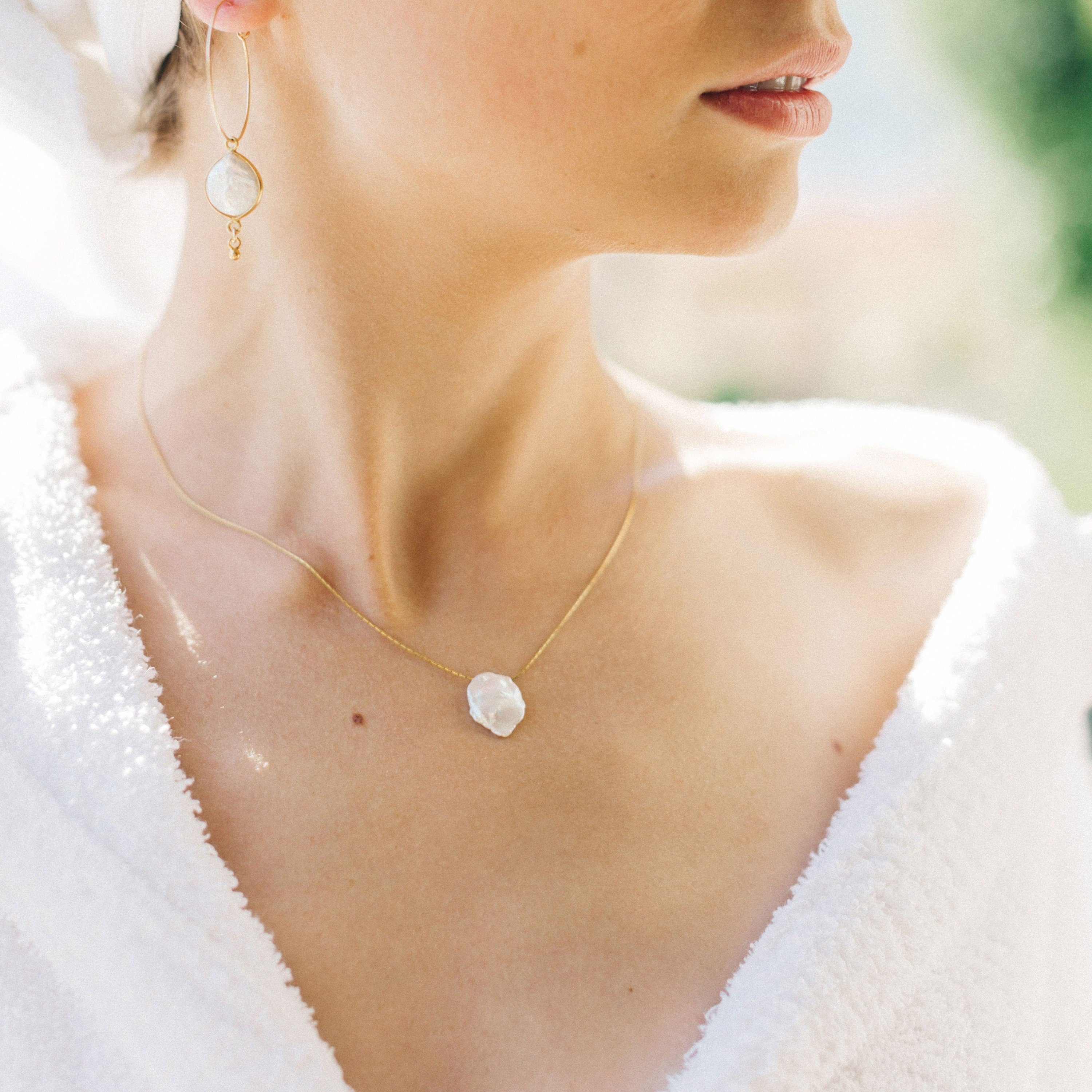 Freshwater Pearl Necklace, Bridesmaid Gift, Keshi Pearl Necklace, Pearl Wedding Gift, Pearl Pendant Necklace, June Birthstone