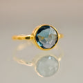 London Blue Topaz Ring Gold - December Birthstone Ring - Solitaire Ring - Stackable Stone Ring - Gold Ring - Round Ring