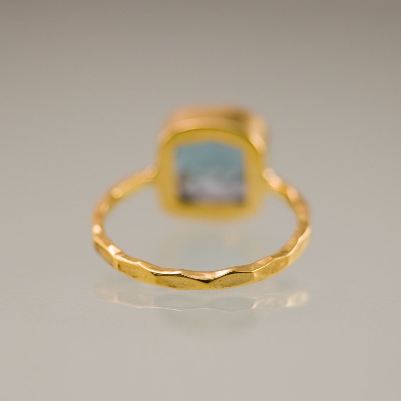 London Blue Topaz Stacking Ring - Bezel Ring - Topaz Quartz - Gemstone Ring- Gold Ring - December Birthstone