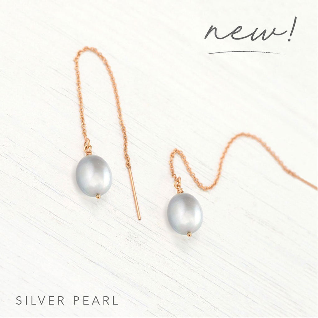 Freshwater Pearl Drop Threader Earrings, 14k Gold Filled, Bridesmaid Pearl Earrings, Long Pearl Earrings, Pearl Dangle, Gift for Girlfriend