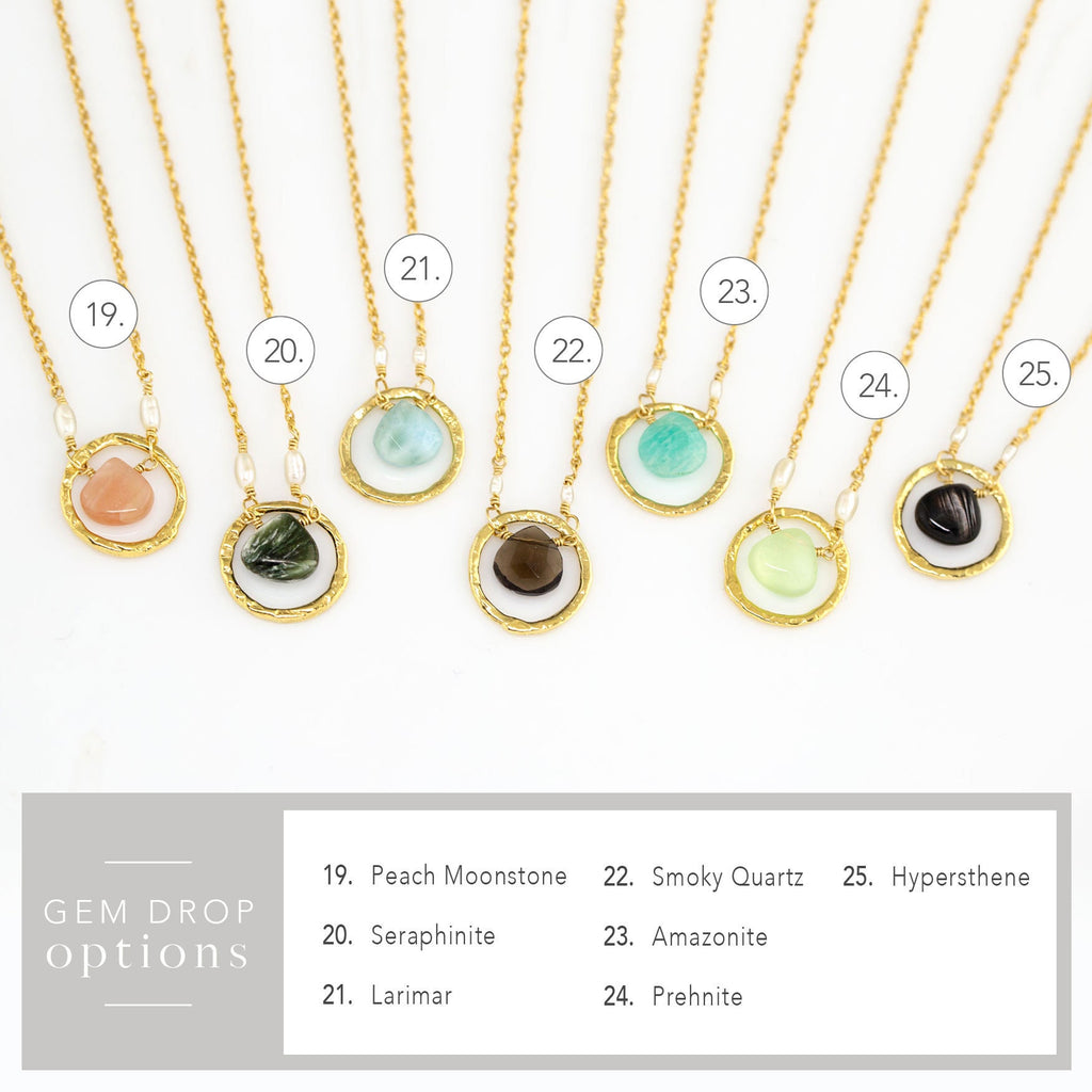 Emerald Drop Pendant, Genuine Gemstone Circle Charm Necklace, May Birthstone Gift, Dainty Layering Necklace, Birthday Christmas Gift for Her