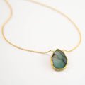Raw Emerald Necklace, May Birthstone Jewelry, Gemstone Slice Pendant Necklace, Layered Necklaces, Boho Jewelry, Gold Crystal Emerald Pendant