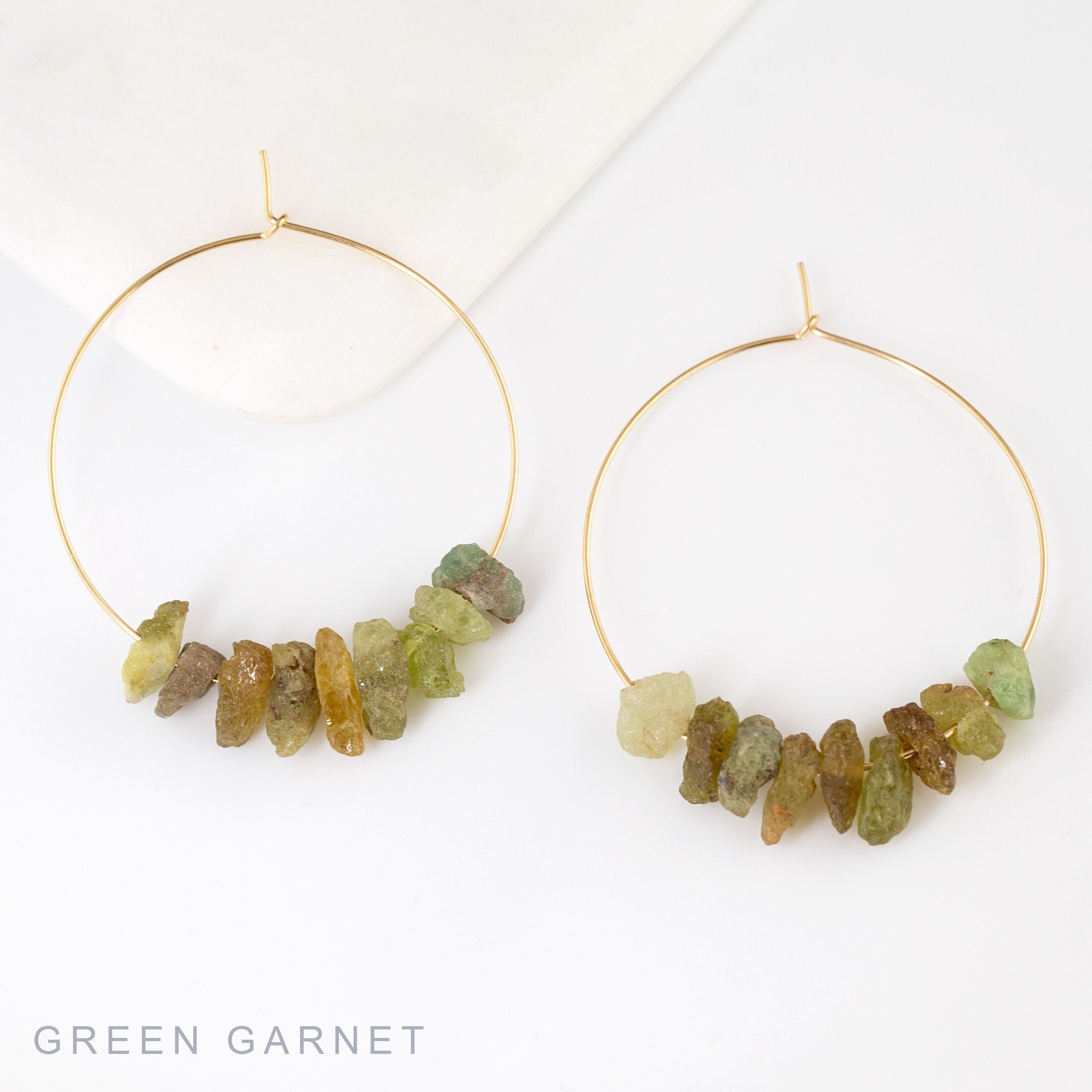 Raw Aquamarine Hoops, Rose Gold Hoop Earrings, March Birthday Gift, Hoop Earrings With Stones, Beachy Earrings, Crystal Gold Hoop Earrings