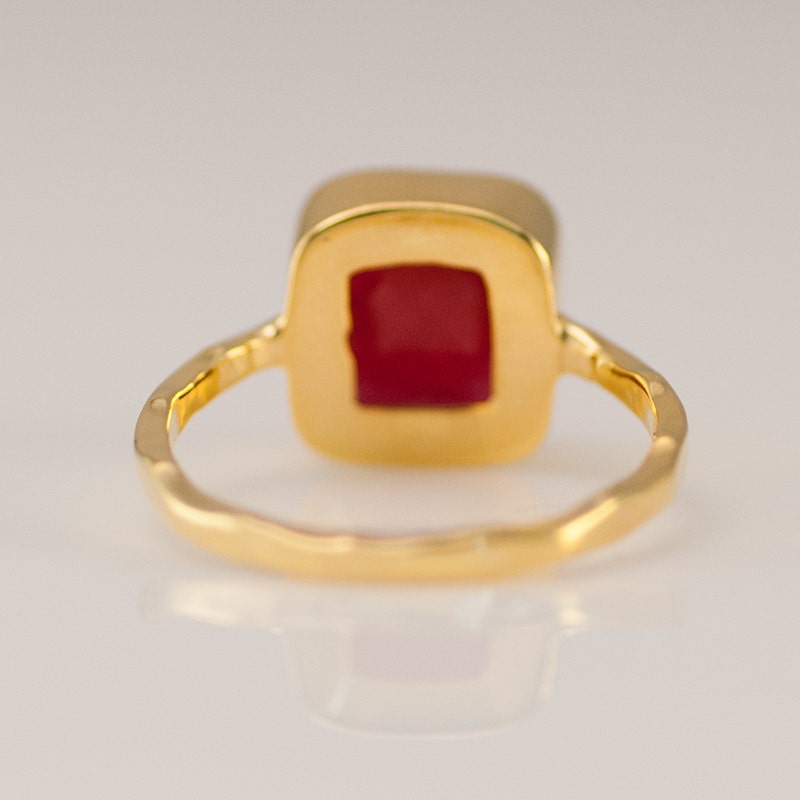 Ruby Ring Gold, July Birthstone Ring, Gemstone Ring, Stacking Ring, Solitaire Ring, Cushion Cut Ring, Mothers Ring, Cocktail Ring