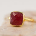 Ruby Ring Gold, July Birthstone Ring, Gemstone Ring, Stacking Ring, Solitaire Ring, Cushion Cut Ring, Mothers Ring, Cocktail Ring