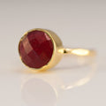 Round Gold Ruby Ring - July Birthstone Ring - Solitaire Ring - Stackable Stone Ring - Stacking Ring - Gold Ring- Round Ring