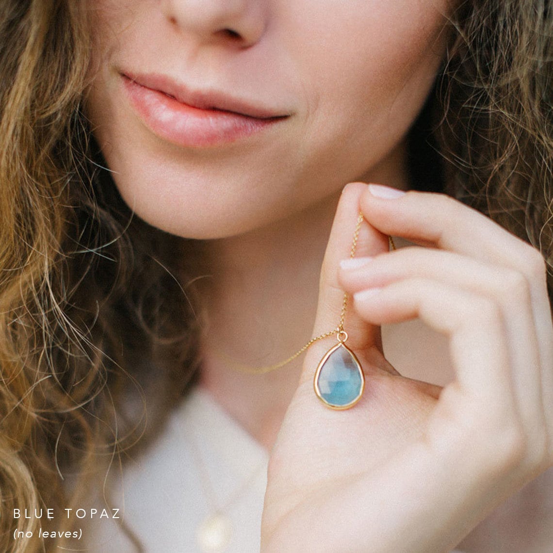 London Blue Topaz Necklace, December Birthstone Necklace, Keepsake Gift for Sister, Minimalist Tear Drop Stone, Handmade Something Blue Gift