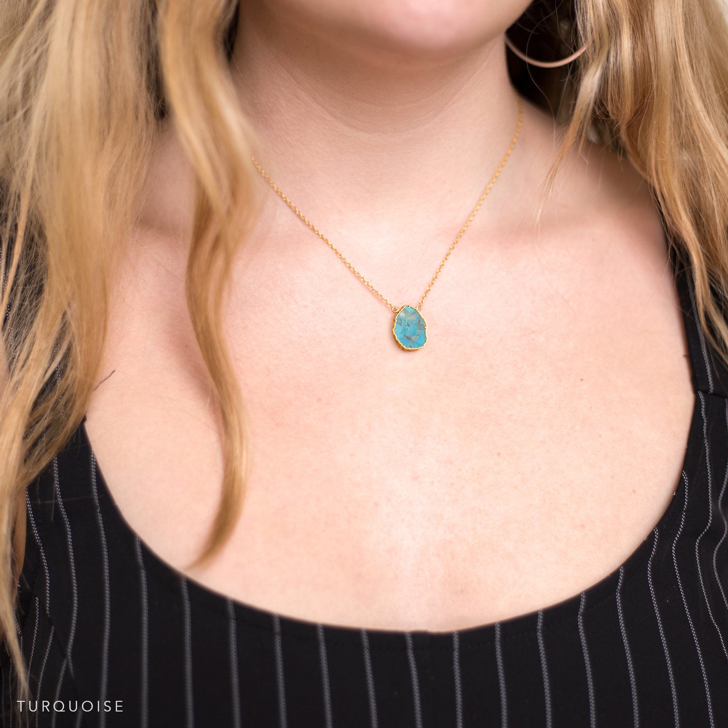 Ocean Jasper Slice Necklace, Unique Natural Stone Layering Necklace, Wire Wrapped Raw Crystal Pendant, Colorful Boho Choker, Trendy Summer