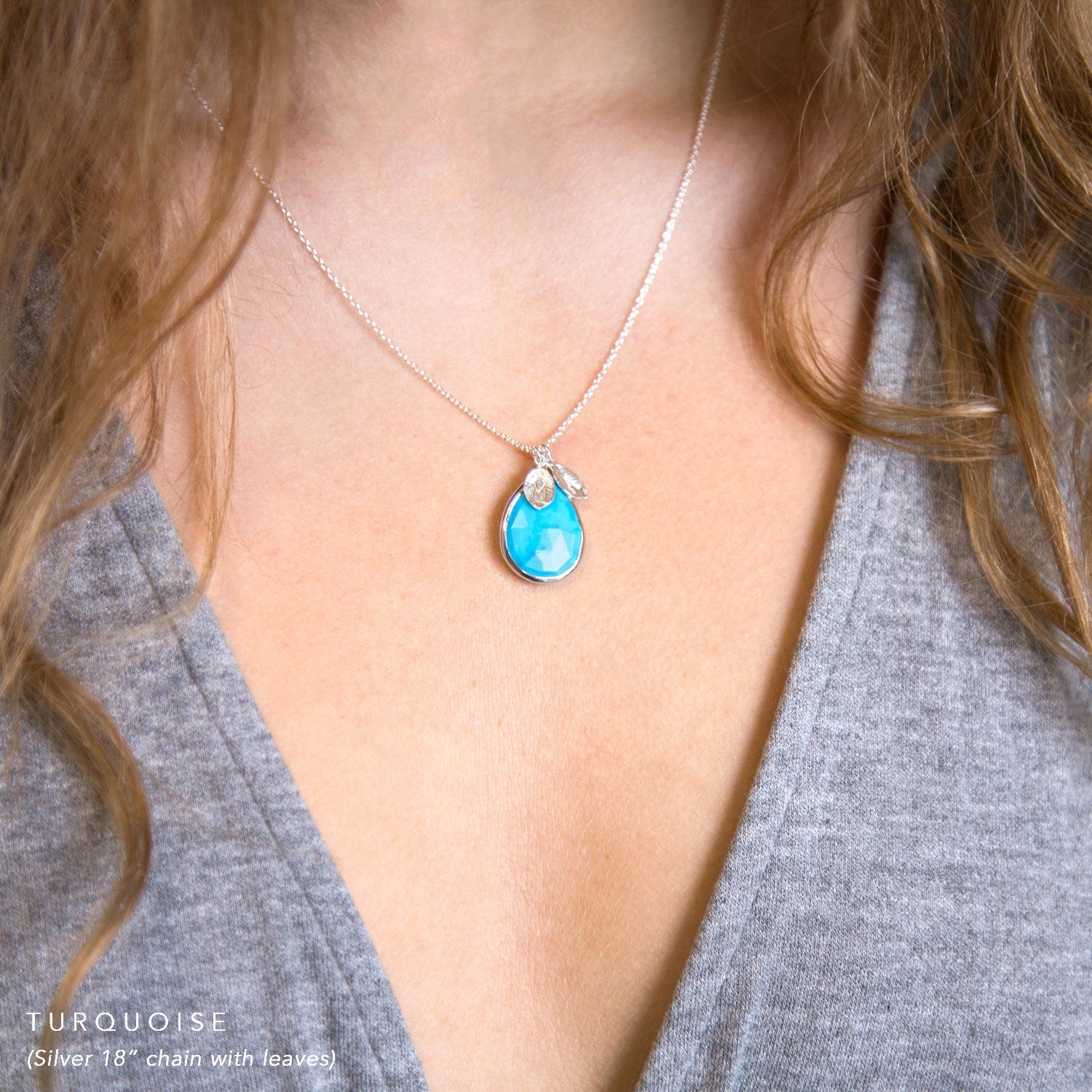 London Blue Topaz Necklace, December Birthstone Necklace, Keepsake Gift for Sister, Minimalist Tear Drop Stone, Handmade Something Blue Gift