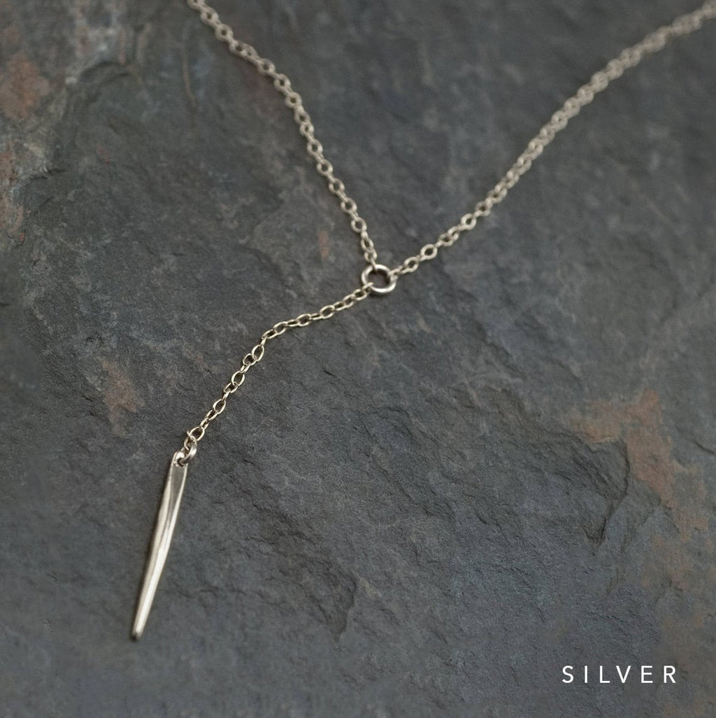 Dainty Rose Gold Lariat, Simple Layering Necklace, Gift for Her, Spike Necklace, Delicate Y Necklace, Bar Drop Necklace, Minimalist Jewelry