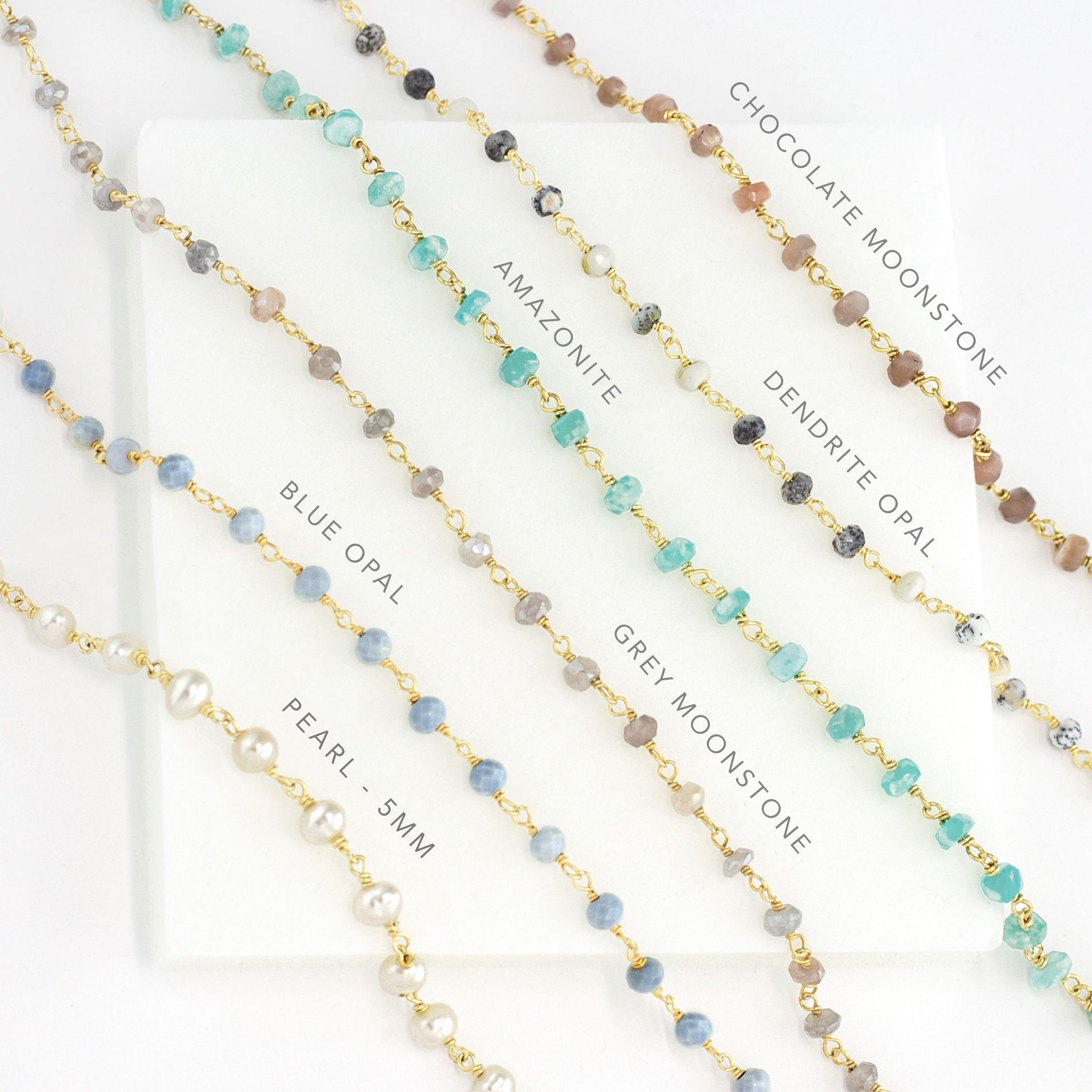 Natural Beaded Opal Chains, Wire Wrapped Gemstone Crystal Necklace, Colorful Beaded Layering Choker, Birthstone Jewelry Gift, Blue Opal Gold
