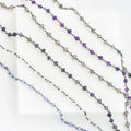 Beaded Gemstone Chain Necklace, Black Silver Jewelry, Layering Necklace, Dainty Bracelet, Birthstone Jewelry Gifts, Celestial Rosary Chains