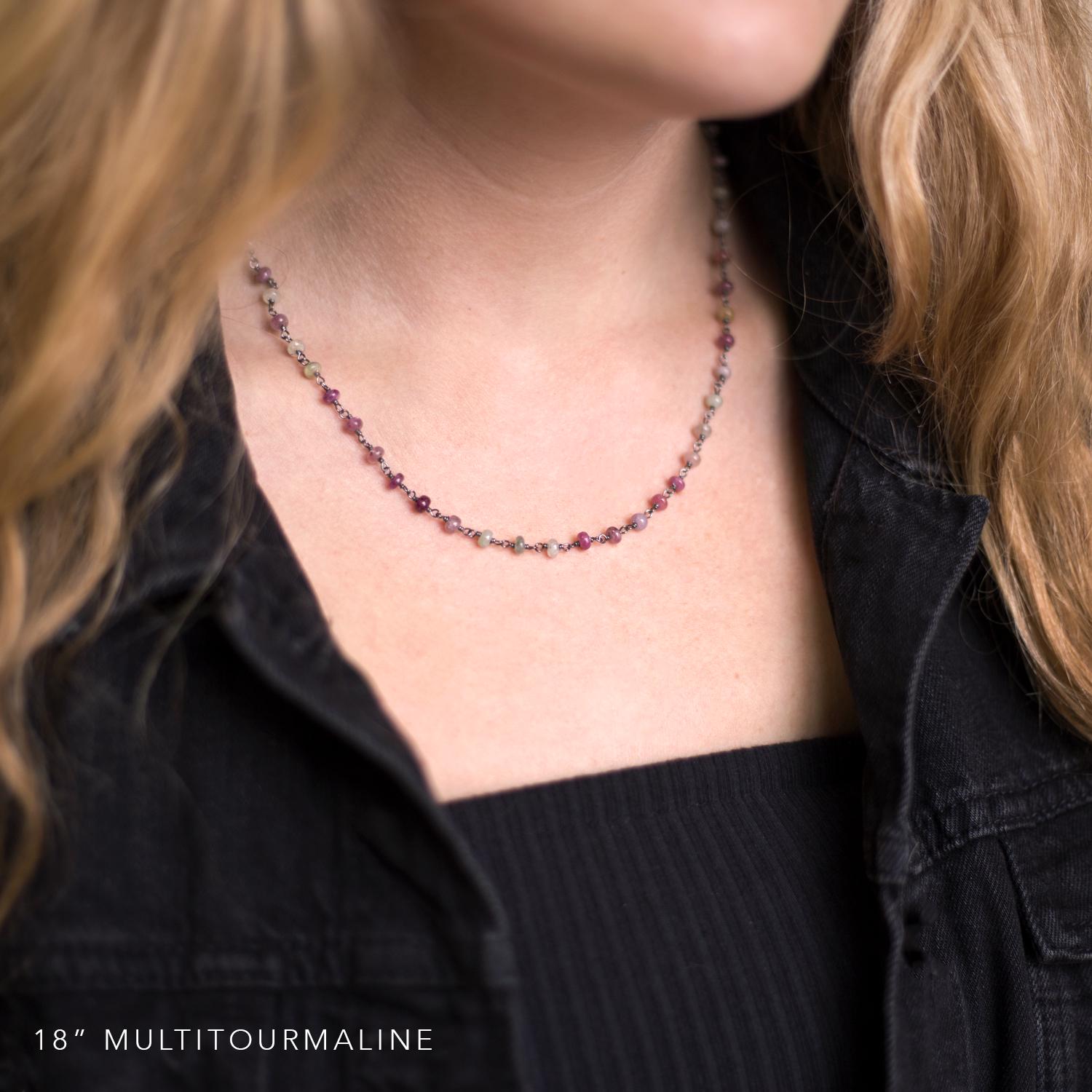 Beaded Earthy Stone Necklaces, 90's Stone Choker, Jewelry Trends, Gemstone Choker, October Tourmaline Necklace, Rosary Chain Bracelets