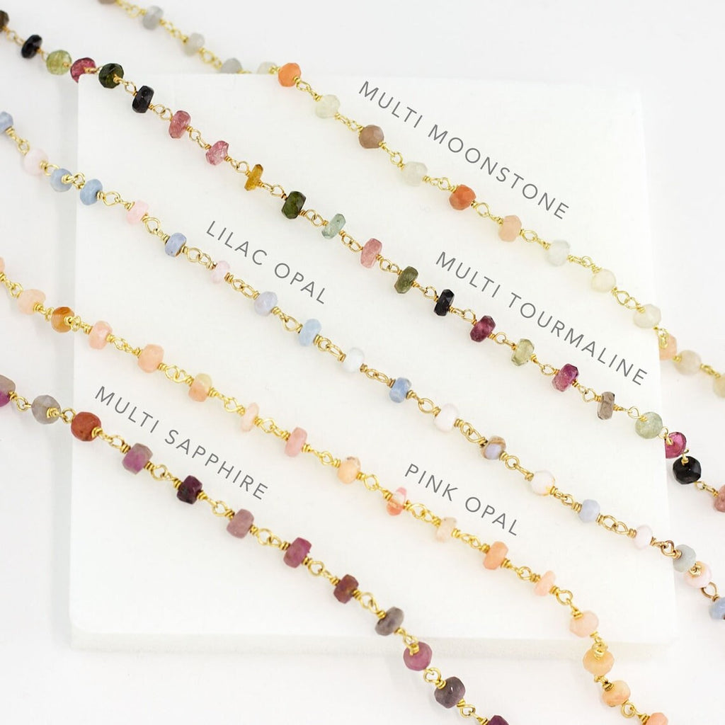 Natural Beaded Opal Chains, Wire Wrapped Gemstone Crystal Necklace, Colorful Beaded Layering Choker, Birthstone Jewelry Gift, Blue Opal Gold
