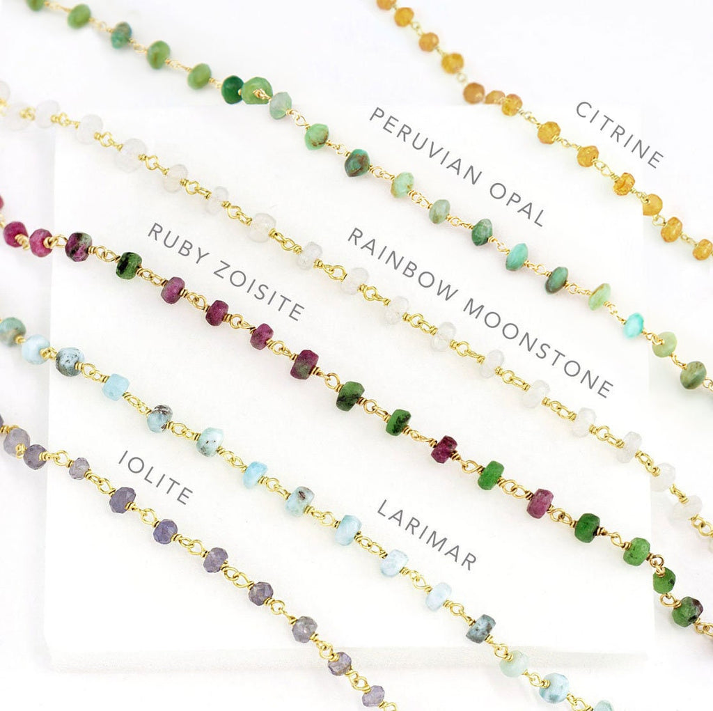 Natural Beaded Opal Chains, Wire Wrapped Gemstone Crystal Necklace, Colorful Beaded Layering Choker, Birthstone Jewelry Gift, Blue Opal Gold