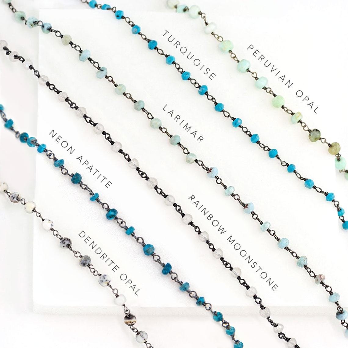 Moonstone Black Silver Necklaces, Grey Moonstone Rosary Chain, Short Beaded Necklace, Tiny Stone Necklace, Edgy 90's Choker, Bridesmaid Gift
