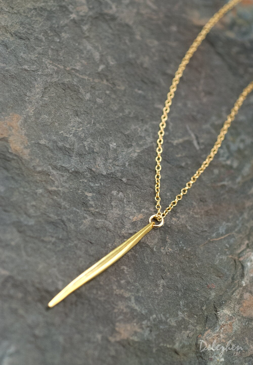 Needle Spike Necklace, Layering Necklace, Minimalist Jewelry, Modern Charm Necklace, Delicate Geometric Jewelry, Simple Everyday Necklace