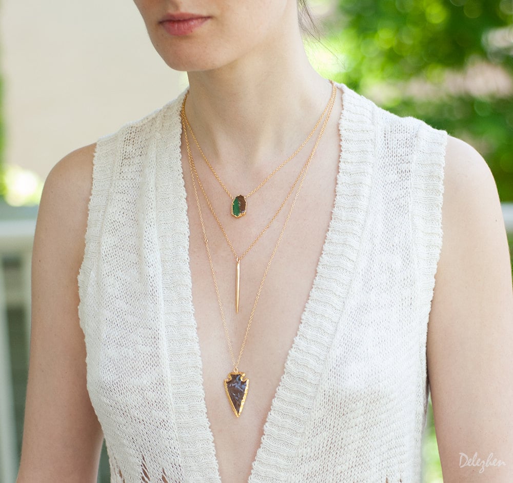 Needle Spike Necklace, Layering Necklace, Minimalist Jewelry, Modern Charm Necklace, Delicate Geometric Jewelry, Simple Everyday Necklace