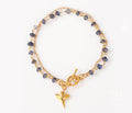 Charm Bracelet - Gold Shark Tooth Charm - Friendship Bracelet - Wire wrapped Toggle Bracelet - Layering Bracelet - Gift for her